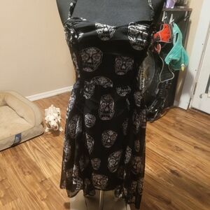 Royal Bones Black and White Skull Mini Dress